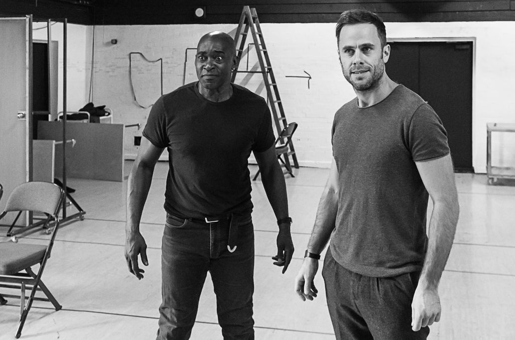 Patrick Robinson & Jay Taylor. Baskerville in rehearsal. Photograph by Brian Roberts.