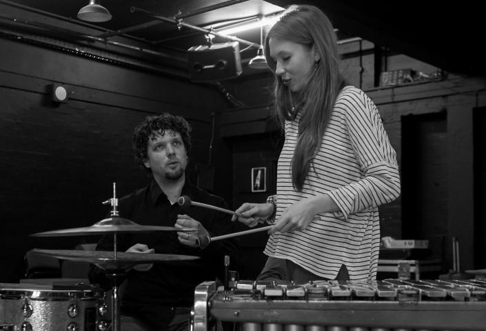 Musical Director Vidar Norheim & Emily Hughes. The Sum in rehearsal. Photograph by Brian Roberts.