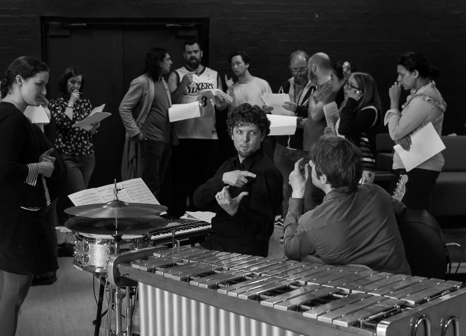 The Everyman Company. The Sum in rehearsal. Photograph by Brian Roberts.